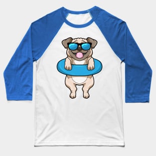 Dog at Swimming with Swim ring & Sunglasses Baseball T-Shirt